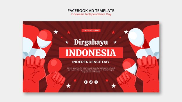 Flat design indonesia independence day template