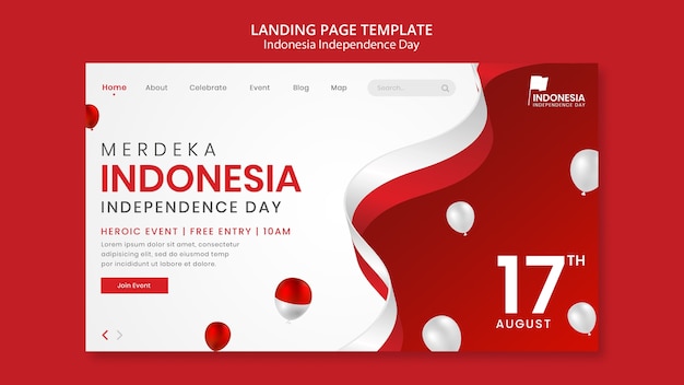 Free PSD flat design indonesia independence day template