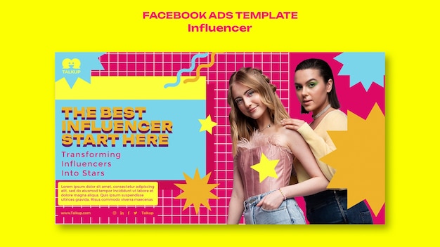 Free PSD flat design influencer career facebook template