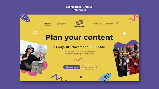 Free PSD flat design influencer job landing page