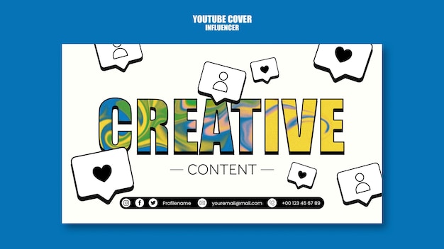 Free PSD flat design influencer lifestyle youtube cover