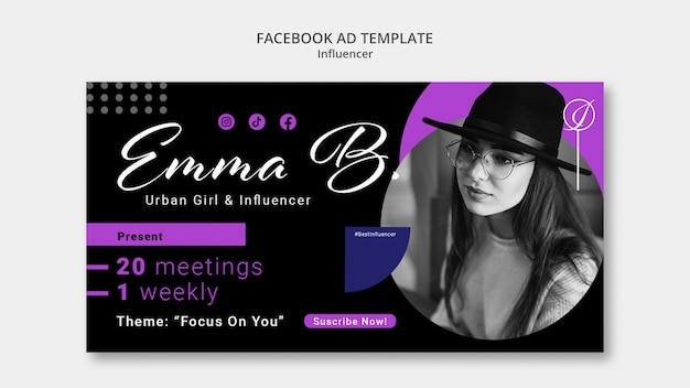 Free PSD flat design influencer template