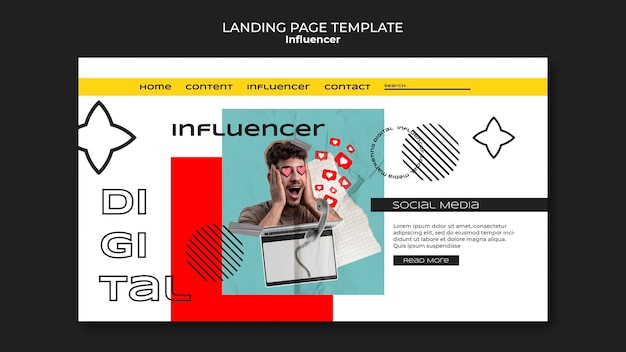 Free PSD flat design influencer template