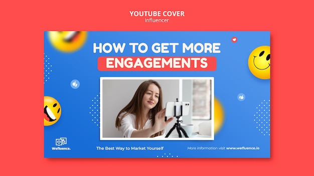 Free PSD flat design influencer youtube cover template