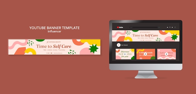 Flat design influencer youtube template