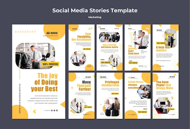 Free PSD flat design instagram stories marketing template