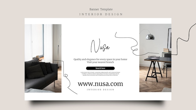 Flat design interior design banner template