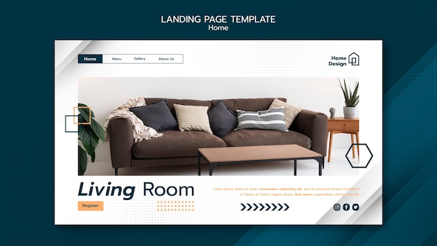 Free PSD flat design interior design template