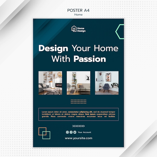 Flat design interior design template