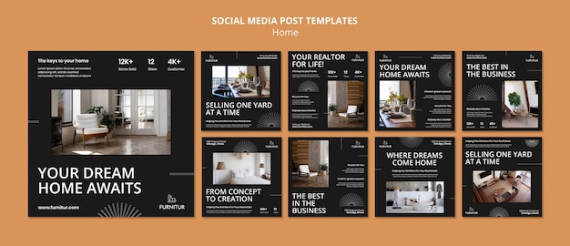 Free PSD flat design of interior design template