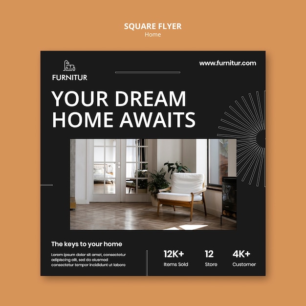 Free PSD flat design of interior design template