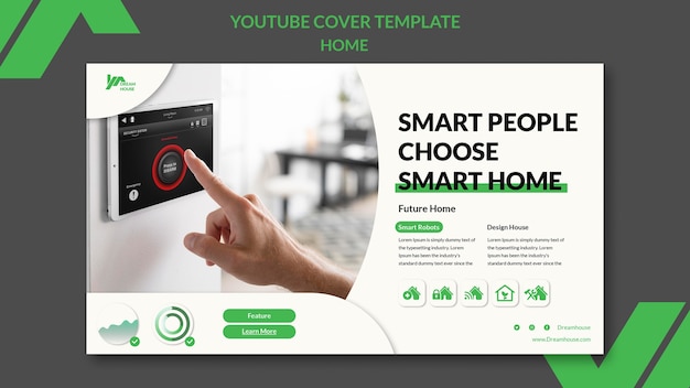 Free PSD flat design interior design youtube cover template