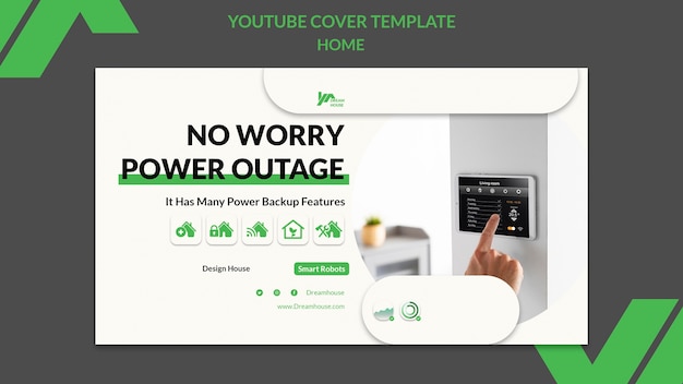 Free PSD flat design interior design youtube cover template