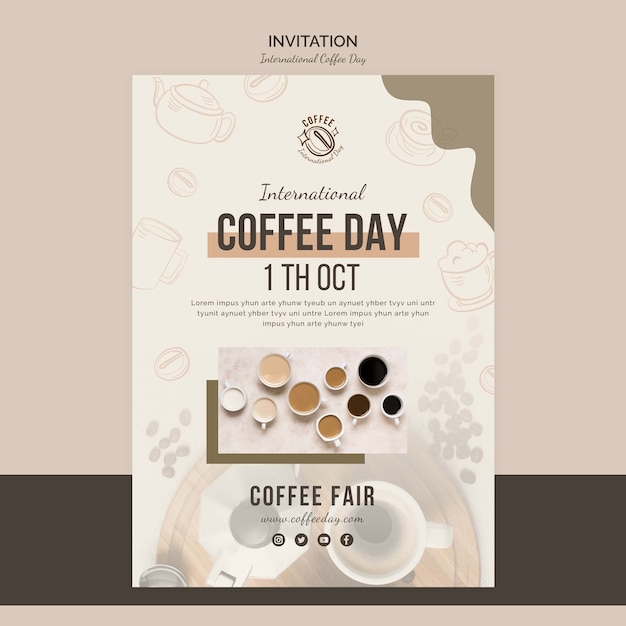 Flat design international coffee day template