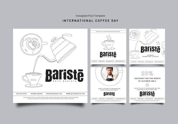 Flat design international coffee day template