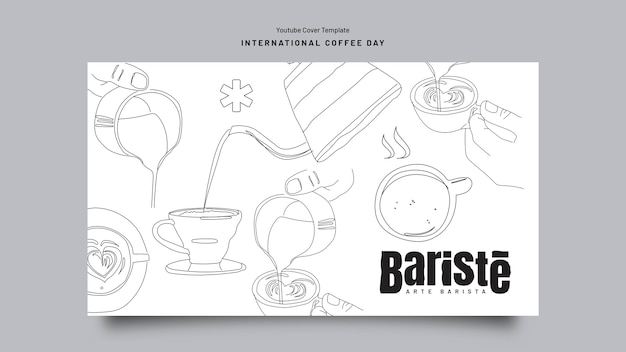 Free PSD flat design international coffee day template