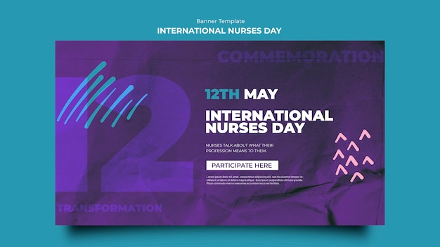 Free PSD flat design international nurses day banner template