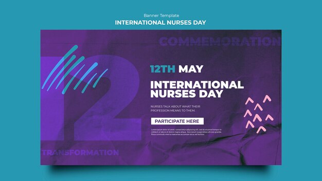 Free PSD flat design international nurses day banner template