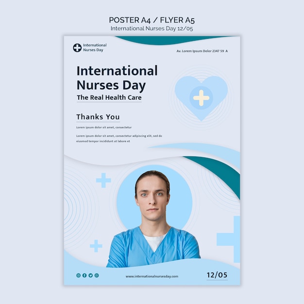 Flat design international nurses day template