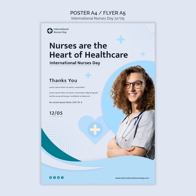 Flat design international nurses day template