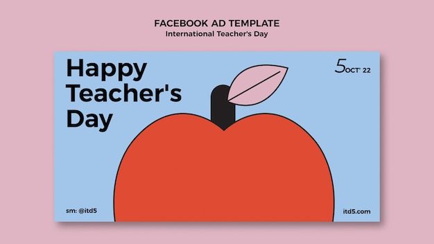 Free PSD flat design international teacher's day template