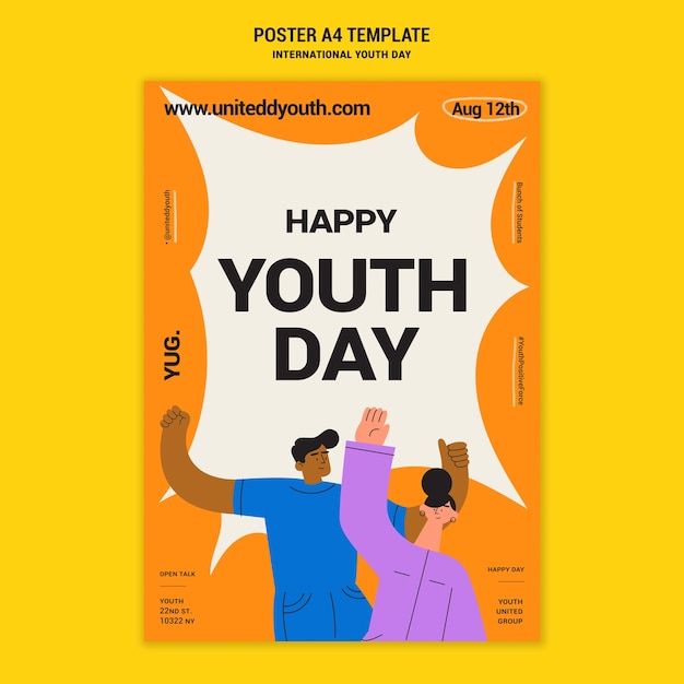 Flat design international youth day template