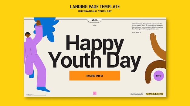 Free PSD flat design international youth day template