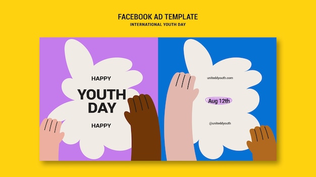 Free PSD flat design international youth day template