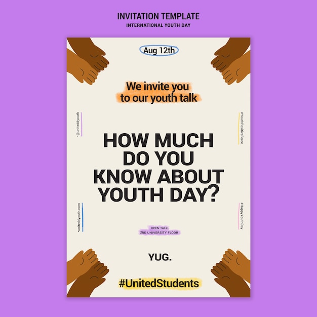 Free PSD flat design international youth day template