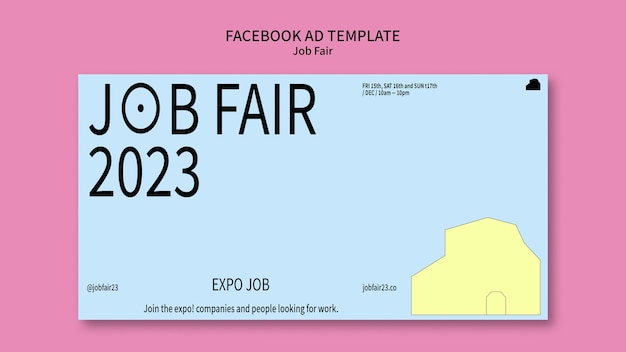 Free PSD flat design job fair facebook template