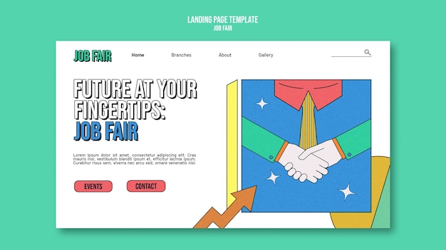 Free PSD flat design job fair landing page template