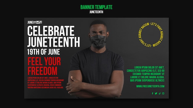 Free PSD flat design juneteenth banner template