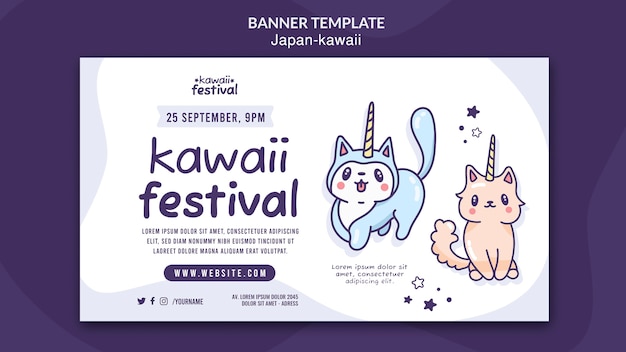 Free PSD flat design kawaii japan template