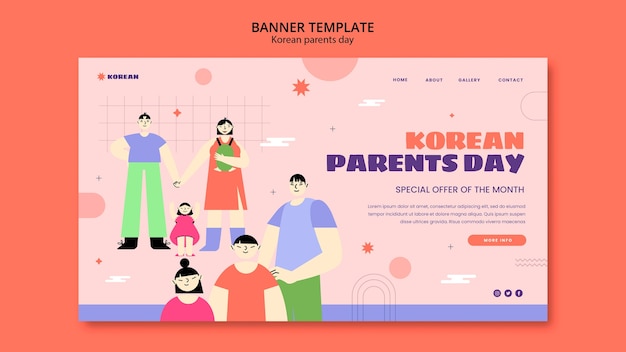 Free PSD flat design korean parents day template