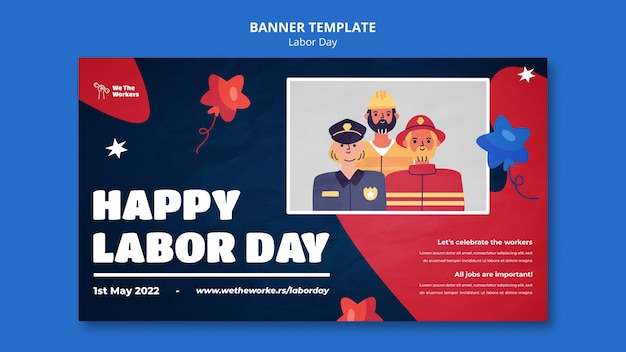 Flat design labor day banner template