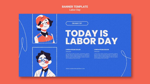 Flat design labor day banner template