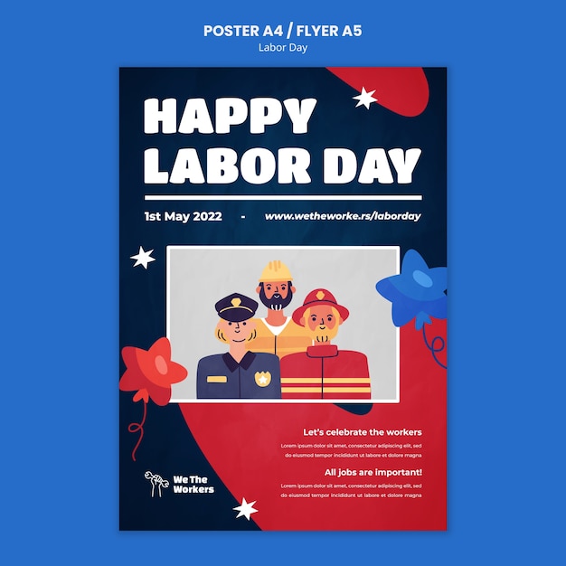 Flat design labor day poster template