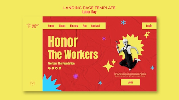 Free PSD flat design labor day template