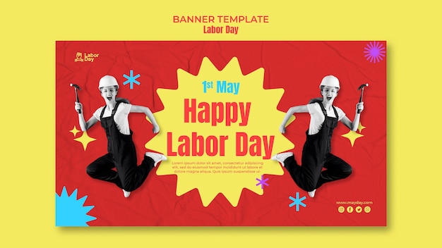 Free PSD flat design labor day template