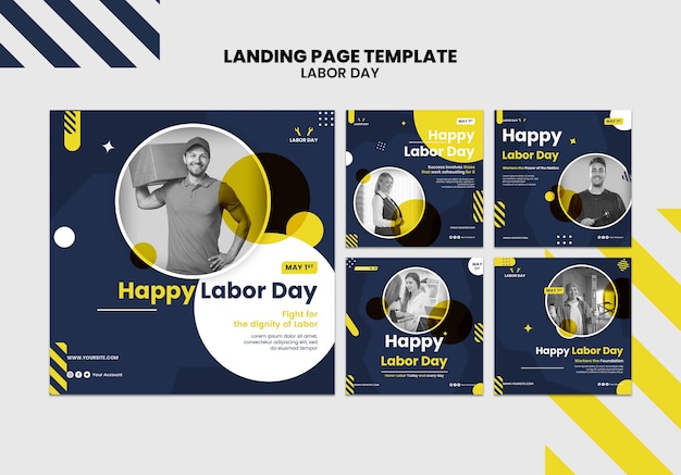 Flat design labor day template