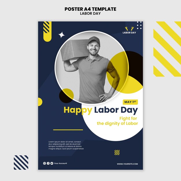 Flat design labor day template