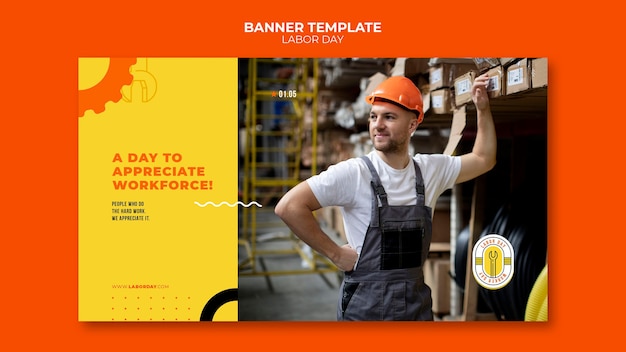 Free PSD flat design labor day template