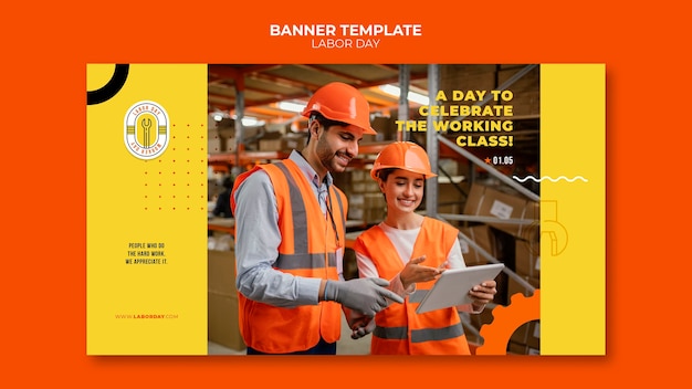 Free PSD flat design labor day template