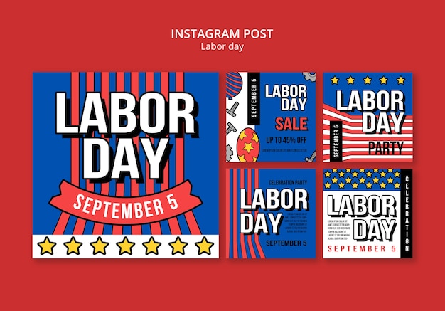 Flat design labor day template