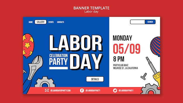 Flat design labor day template