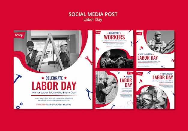 Flat design labor day template