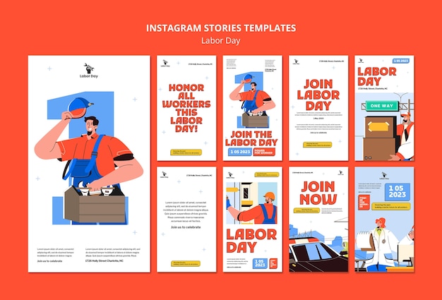 Free PSD flat design labor day template