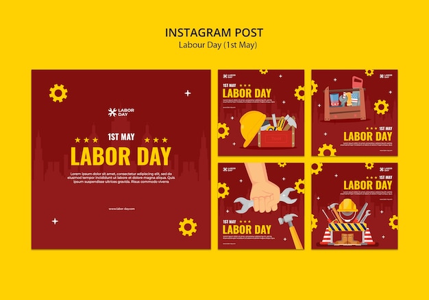 Free PSD flat design labor day template