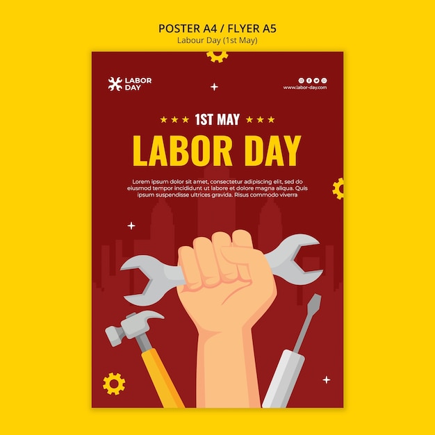 Free PSD flat design labor day template