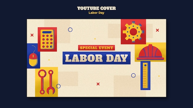 Free PSD flat design labor day youtube cover